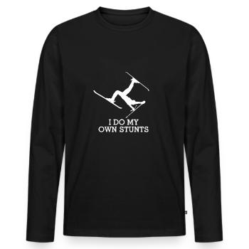 Skifahren - Männer Premium Bio Langarmshirt - Schwarz - Vorne - Nico (187cm)