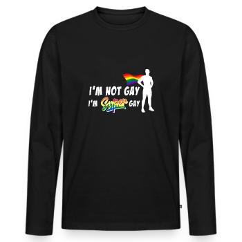 I'm super gay - Funny gay saying LGBT - Men's Premium Organic Long Sleeve Shirt - black - Front - Nico (187cm)