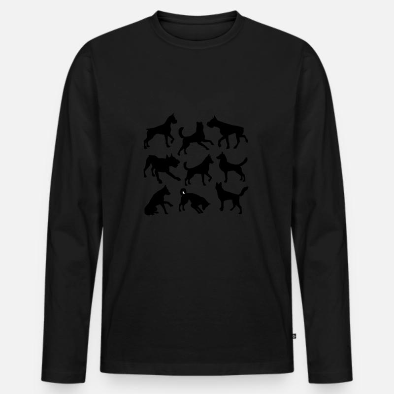 Hunde - Männer Premium Bio Langarmshirt - Schwarz
