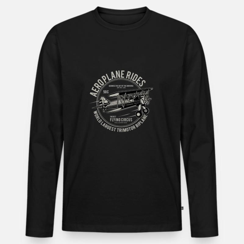 Aeroplane Rides - Männer Premium Bio Langarmshirt - Schwarz