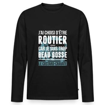 Routier beau gosse - T-shirt manches longues Premium bio Homme - noir - Devant - Nico (187cm)