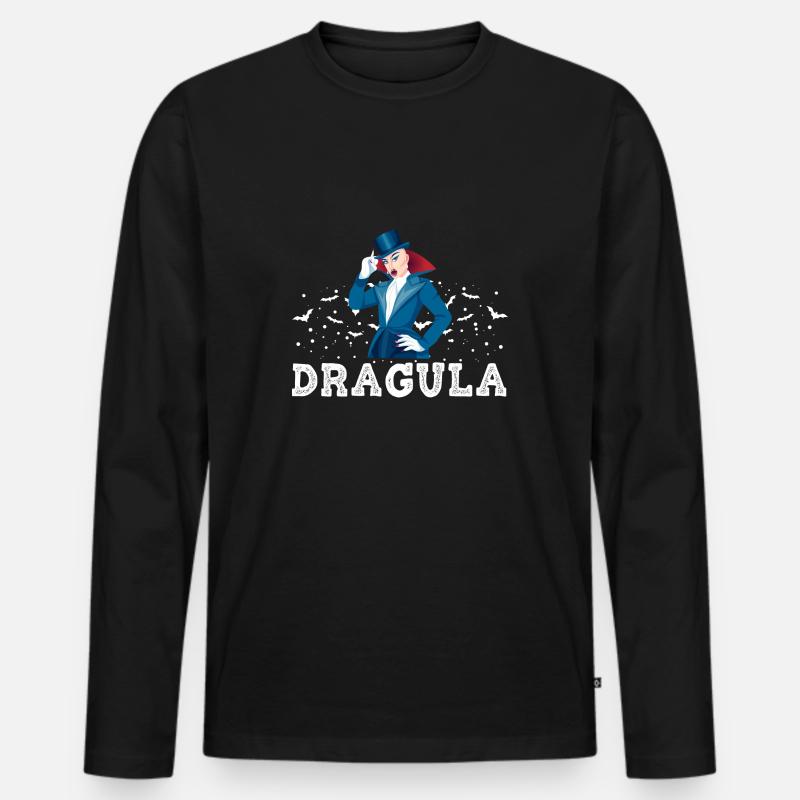 Drag Queen Dracula Halloween Karneval - Männer Premium Bio Langarmshirt - Schwarz