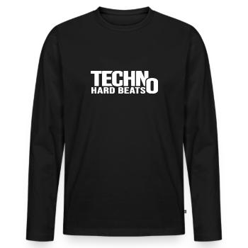 techno hard beats ravenation partypeople abfeiern - Männer Premium Bio Langarmshirt - Schwarz - Vorne - Nico (187cm)