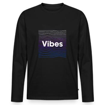 Vibes - T-shirt manches longues Premium bio Homme - noir - Devant - Nico (187cm)