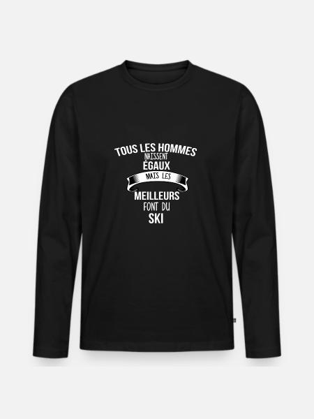 ski cadeau humour - T-shirt manches longues Premium bio Homme - noir