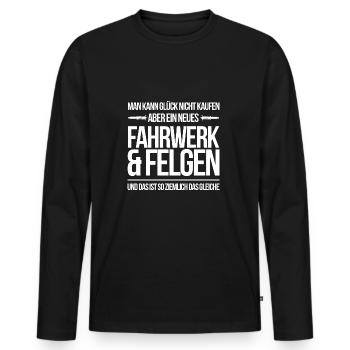 FAHRWERK UND FELGEN - Männer Premium Bio Langarmshirt - Schwarz - Vorne - Nico (187cm)