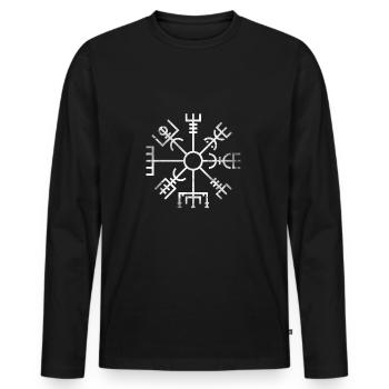 Isländische Runen Geschenk Kompass Zeichen - Männer Premium Bio Langarmshirt - Schwarz - Vorne - Nico (187cm)