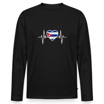 Cuba Cuba Drapeau Coeur National Havane Cadeau - T-shirt manches longues Premium bio Homme - noir - Devant - Nico (187cm)