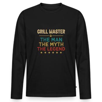 Grillmaster The Man The Myth The Legend Barbeque - Men's Premium Organic Long Sleeve Shirt - black - Front - Nico (187cm)