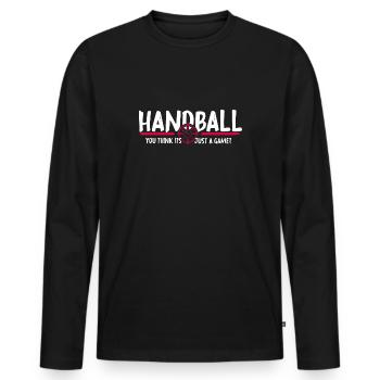 Handball Jump Throw HandballGame Handballer - Men's Premium Organic Long Sleeve Shirt - black - Front - Nico (187cm)