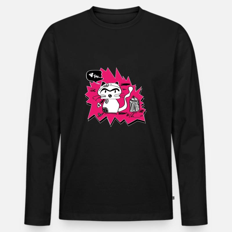 little bad cat - Männer Premium Bio Langarmshirt - Schwarz