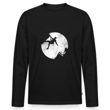 Boulderer grimpeur cadeau escalade bloc - T-shirt manches longues Premium bio Homme - noir - Devant - Nico (187cm)