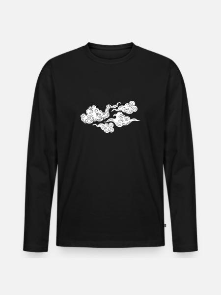 Japanske skyer Wind Japan asiatiske vejr - Premium økologisk langærmet T-shirt til mænd - sort
