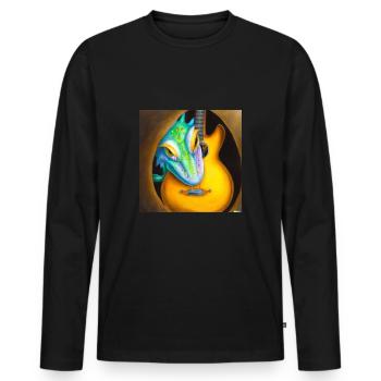Dragon Hiding in a Guitar - Männer Premium Bio Langarmshirt - Schwarz - Vorne - Nico (187cm)