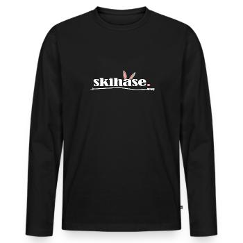 skifahrer ski-alpin skihase im pulverschnee - Männer Premium Bio Langarmshirt - Schwarz - Vorne - Nico (187cm)
