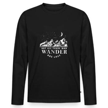 Not all those who wander are lost gift hiking - Men's Premium Organic Long Sleeve Shirt - black - Front - Nico (187cm)