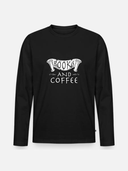 Books and coffee - Men's Premium Organic Long Sleeve Shirt - black