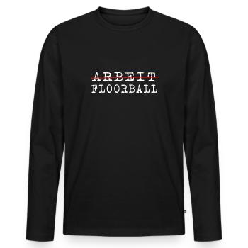 Floorball floorball "Floorball-life" - Men's Premium Organic Long Sleeve Shirt - black - Front - Nico (187cm)