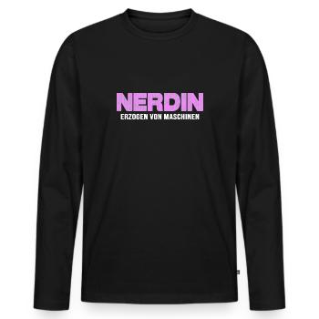 nerd coder server gamer nerdin online nerd-girl - Männer Premium Bio Langarmshirt - Schwarz - Vorne - Nico (187cm)