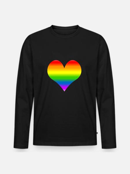 Rainbow heart - Men's Premium Organic Long Sleeve Shirt - black