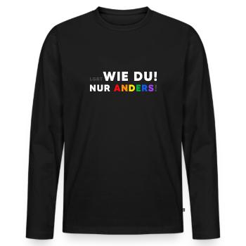 LGBT Regenbogen Mensch LGBTQ+ - Männer Premium Bio Langarmshirt - Schwarz - Vorne - Nico (187cm)