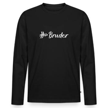 Bruder # Hashtag Rautenpfeil - Männer Premium Bio Langarmshirt - Schwarz - Vorne - Nico (187cm)