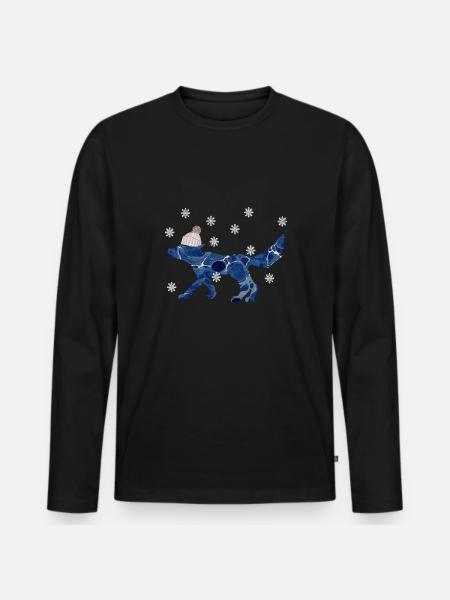 fox with cap e 12 - Men's Premium Organic Long Sleeve Shirt - black