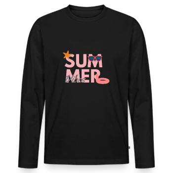 Ambiance estivale - T-shirt manches longues Premium bio Homme - noir - Devant - Nico (187cm)