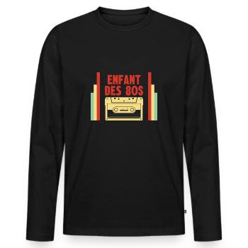 enfant des 80s - T-shirt manches longues Premium bio Homme - noir - Devant - Nico (187cm)