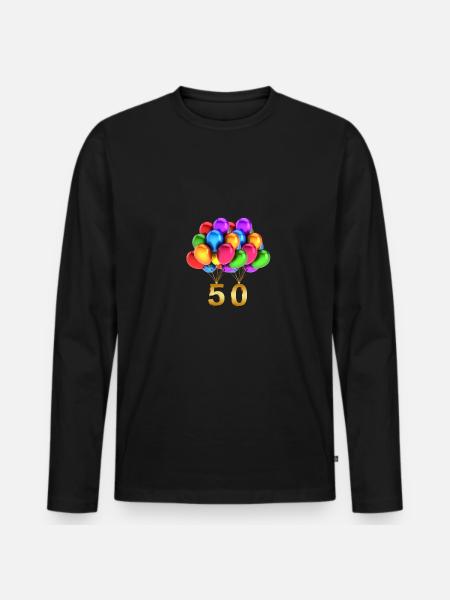 Gaveidé 50 års fødselsdag balloner - Premium økologisk langærmet T-shirt til mænd - sort