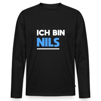 Nils Name Spruch für stolze Nils - Männer Premium Bio Langarmshirt - Schwarz - Vorne - Nico (187cm)