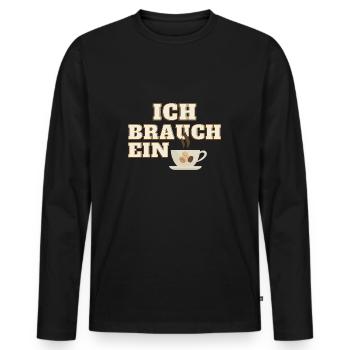ich brauch ein Kaffee - Männer Premium Bio Langarmshirt - Schwarz - Vorne - Nico (187cm)