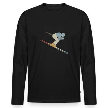 Skiing Retro Style Vintage - Men's Premium Organic Long Sleeve Shirt - black - Front - Nico (187cm)