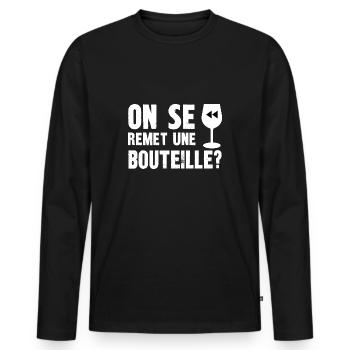 on se remet une bouteille - T-shirt manches longues Premium bio Homme - noir - Devant - Nico (187cm)