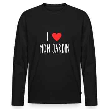 i love mon jardin - T-shirt manches longues Premium bio Homme - noir - Devant - Nico (187cm)
