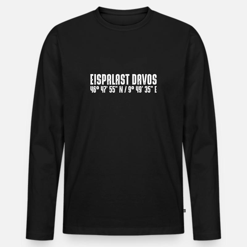 Davos - Männer Premium Bio Langarmshirt - Schwarz