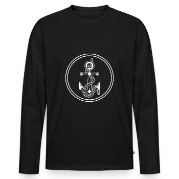Signe de symbole d’ancre - T-shirt manches longues Premium bio Homme - noir - Devant - Nico (187cm)
