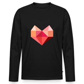 Herz rosa - Männer Premium Bio Langarmshirt - Schwarz - Vorne - Nico (187cm)