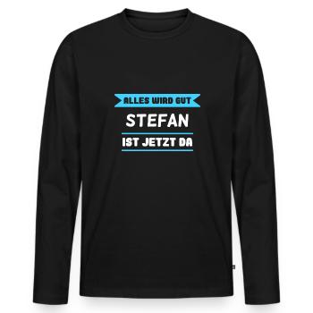 Stefan Name Design für stolze Stefans - Männer Premium Bio Langarmshirt - Schwarz - Vorne - Nico (187cm)