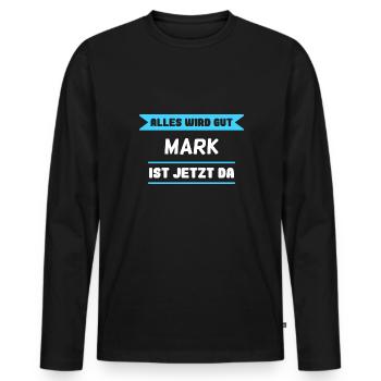 Mark Name Design für stolze Marks - Männer Premium Bio Langarmshirt - Schwarz - Vorne - Nico (187cm)
