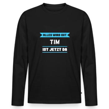 Tim Name Design für stolze Tims - Männer Premium Bio Langarmshirt - Schwarz - Vorne - Nico (187cm)