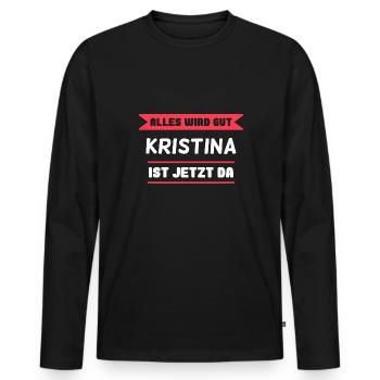 Kristina Name Design für stolze Kristinas - Männer Premium Bio Langarmshirt - Schwarz - Vorne - Nico (187cm)