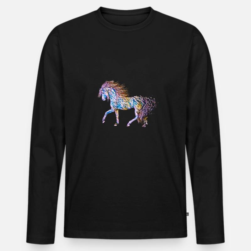 Pferd - Männer Premium Bio Langarmshirt - Schwarz