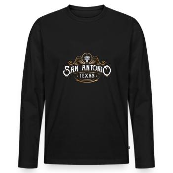 San Antonio Texas Vintage Design pour Proud San - T-shirt manches longues Premium bio Homme - noir - Devant - Nico (187cm)