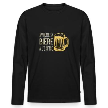 apporter sa bière à l'édifice - T-shirt manches longues Premium bio Homme - noir - Devant - Nico (187cm)