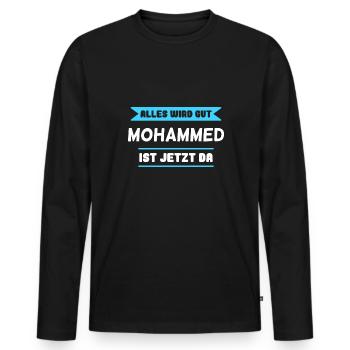 Mohammed Name Design für stolze Mohammeds - Männer Premium Bio Langarmshirt - Schwarz - Vorne - Nico (187cm)