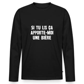 si tu lis ça - T-shirt manches longues Premium bio Homme - noir - Devant - Nico (187cm)