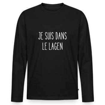 je suis dans le lagen - T-shirt manches longues Premium bio Homme - noir - Devant - Nico (187cm)