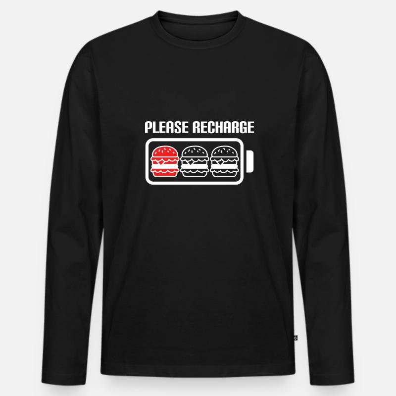 Burger Bitte aufladen - Männer Premium Bio Langarmshirt - Schwarz