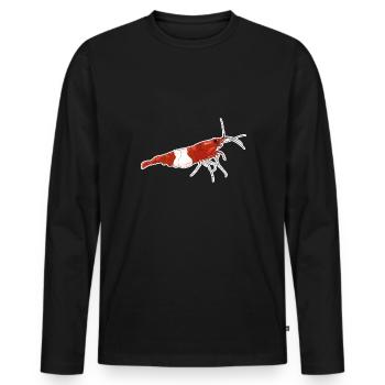 Red Rili Shrimp Pet Design für stolze Shrimp-Fans - Männer Premium Bio Langarmshirt - Schwarz - Vorne - Nico (187cm)